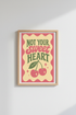 Not Your Sweetheart Cherry Wall Art | Retro Pink & Green, Trendy Dorm Decor