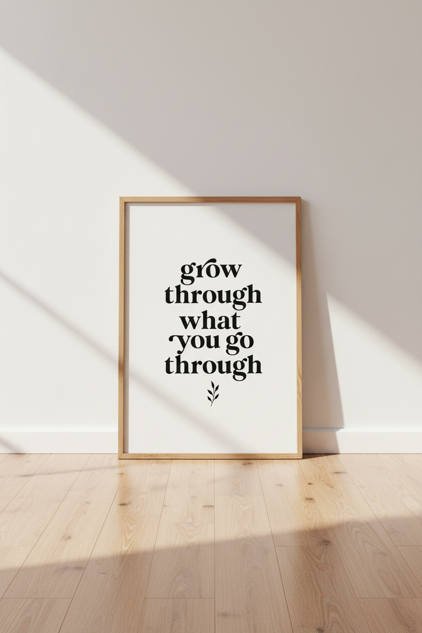Grow Through What You Go Through Print | Minimalist Quote Wall Art | Modern Poster