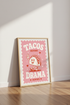 Retro Taco Cartoon Wall Art Print | Pink Kitchen Decor | Funny Aesthetic Poster