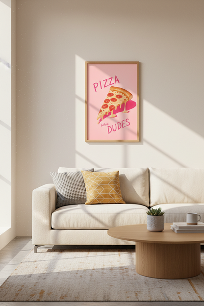 Funny Kitchen Wall Art Print | Pink Pizza Poster, Dorm Decor | Girly Aesthetic