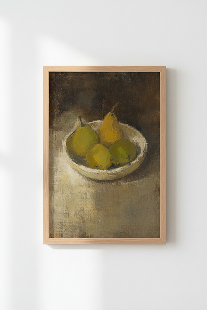 pear still life art | Impressionist Still Life, Warm Tones | Living Room Decor