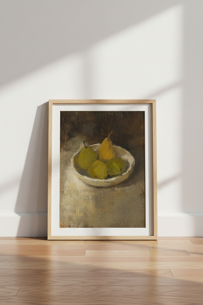 pear still life art | Impressionist Still Life, Warm Tones | Living Room Decor