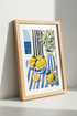 Mediterranean Lemon Still Life Wall Art | Blue White Coastal Decor | Kitchen Poster