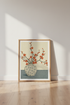 Japanese Cherry Blossom Art | Red Floral Vase Print, Zen Living Room Decor