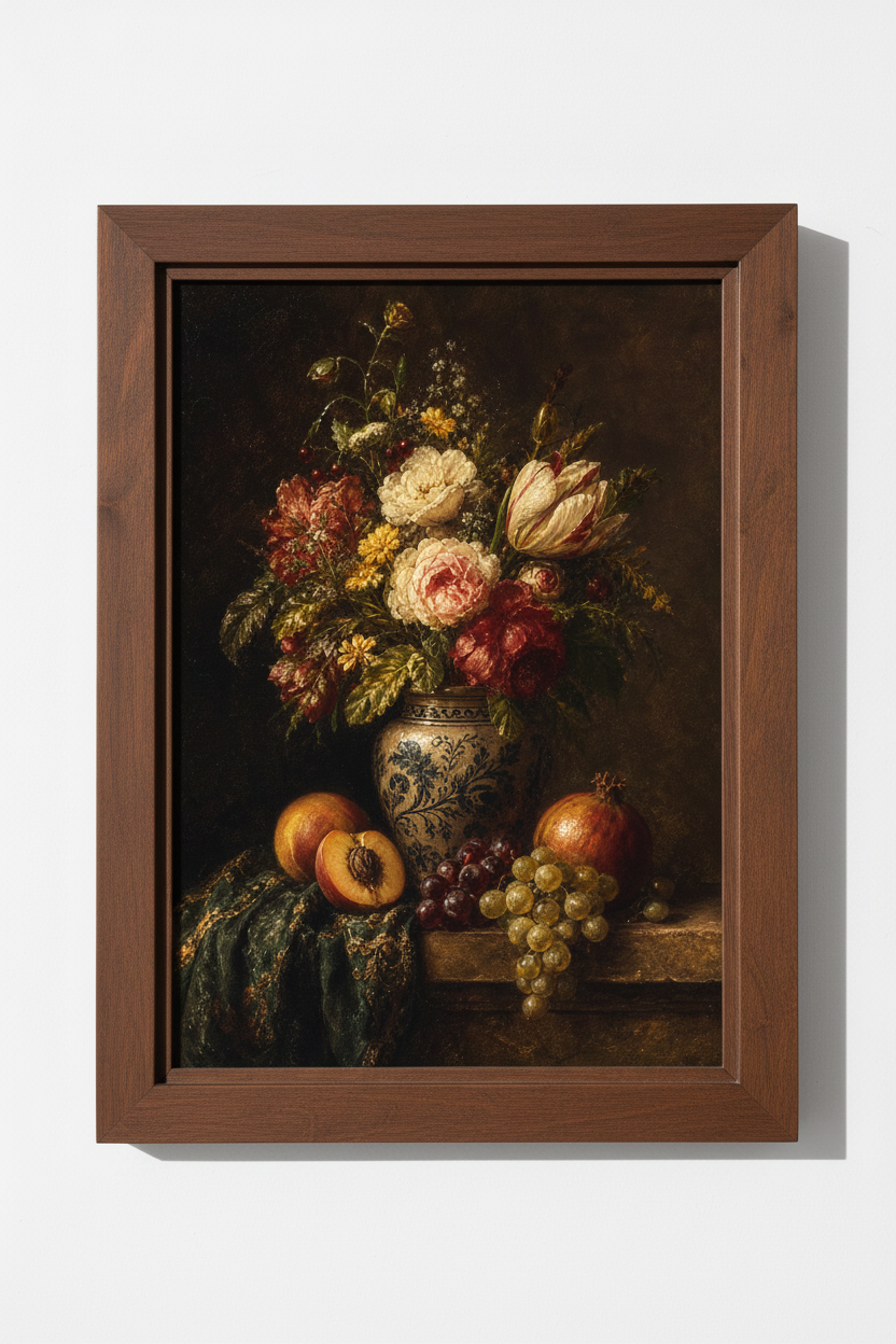 Baroque Floral Still Life Wall Art Print | Living Room Decor | Vintage Poster