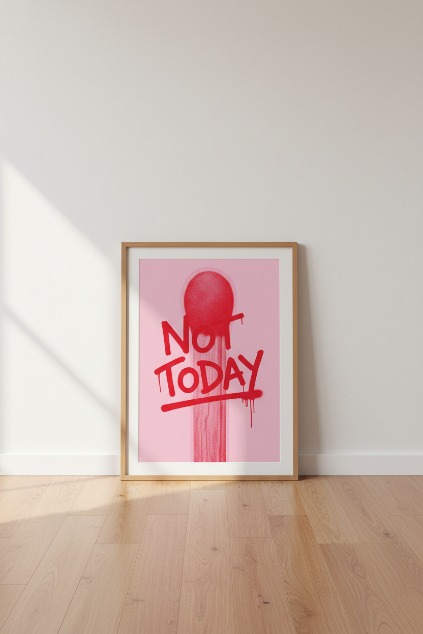 Pink Street Art Poster | Not Today Graffiti Quote | Y2K Aesthetic Bedroom Wall Art Print