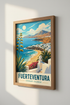 Fuerteventura Travel Poster | Canary Islands Coastal Wall Art, Spanish Beach Decor