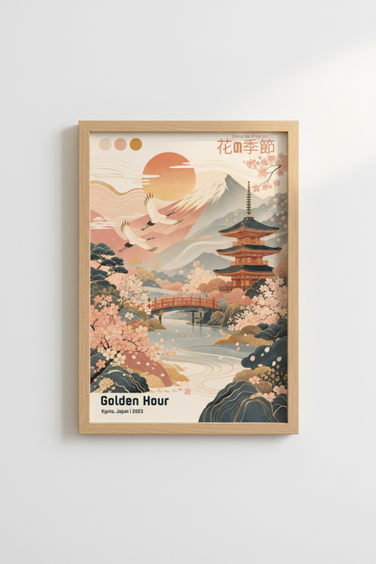 Japanese Landscape Print | Kyoto Mount Fuji Poster, Zen Garden Wall Art