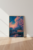 Japanese Sunset Train Art | Anime Landscape, Cherry Blossom Decor