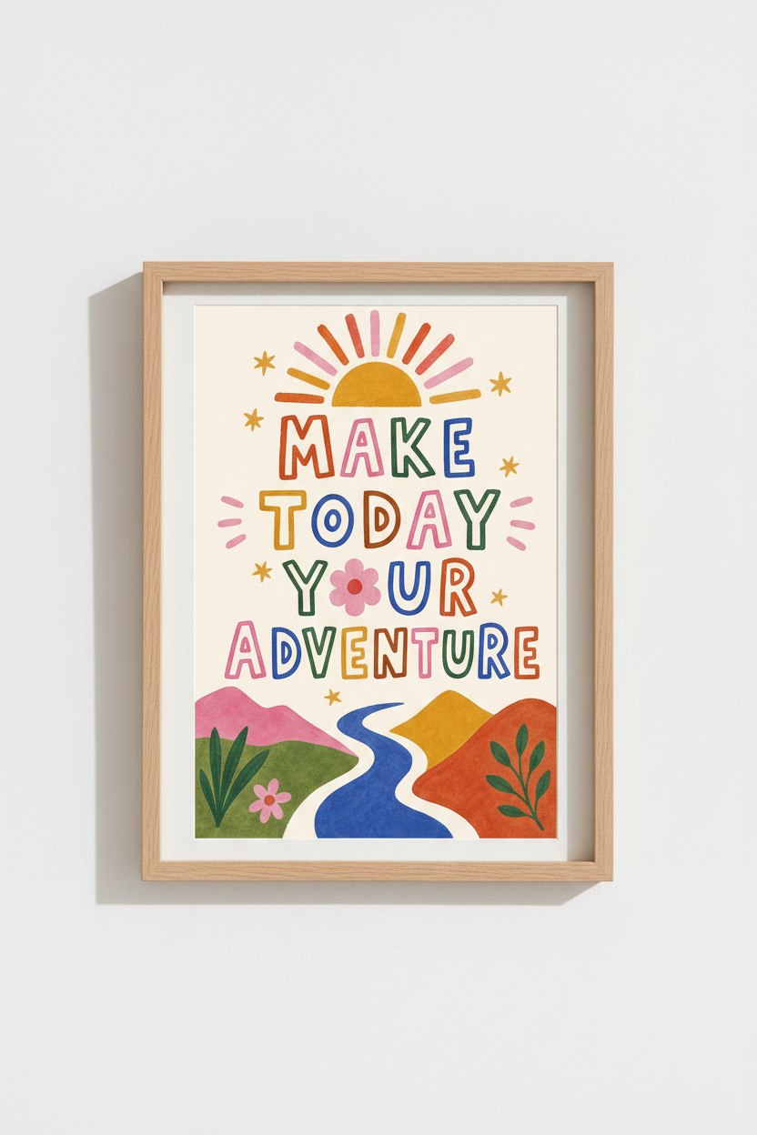 Colorful Typography Print | Playful Lettering, Sunset Palette | Living Room Decor