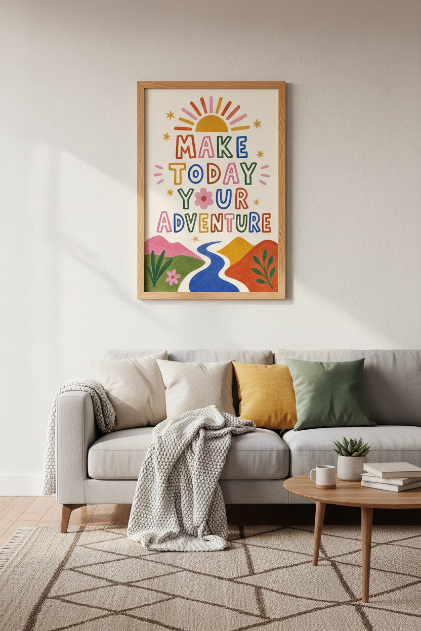 Colorful Typography Print | Playful Lettering, Sunset Palette | Living Room Decor