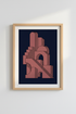 Geometric Arch Architecture Print | Terracotta Navy Minimalist, Modern Office Decor