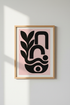 Abstract Botanical Wall Art | Black & Pink Minimalist Decor | Boho Bedroom Poster