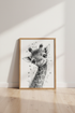 Baby Giraffe Wall Art | Black and White Safari Nursery Decor | Cute Animal Poster