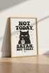 Not Today Satan Cat Art Print | Funny Grumpy Cat Poster | Retro Gothic Home Decor