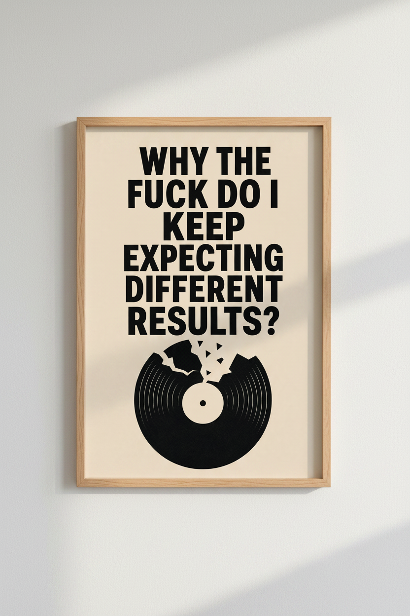 Retro Vinyl Quote Art | Bold Typography Poster, Modern Music Room Decor