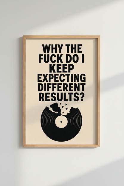 Retro Vinyl Quote Art | Bold Typography Poster, Modern Music Room Decor