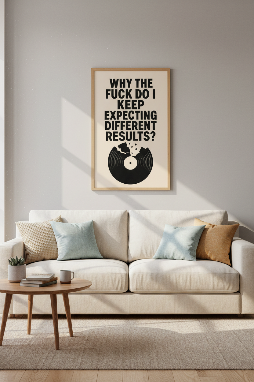 Retro Vinyl Quote Art | Bold Typography Poster, Modern Music Room Decor