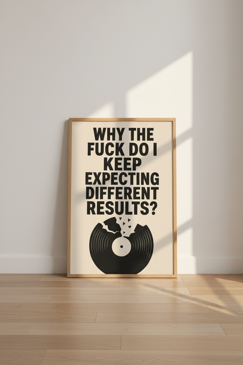 Retro Vinyl Quote Art | Bold Typography Poster, Modern Music Room Decor