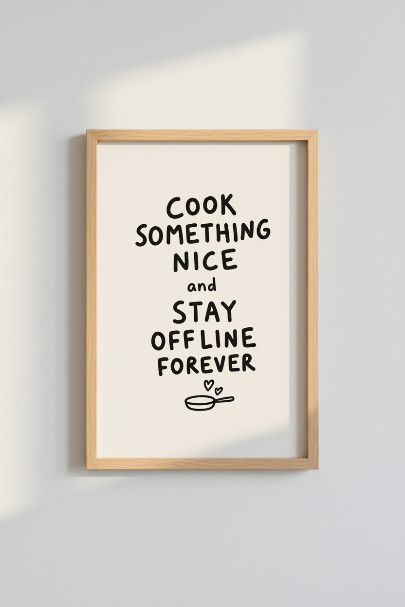 Cook Something Nice Poster | Minimalist Kitchen Typography Print | Neutral Wall Art Decor