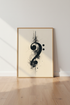 Bass Clef Wall Art | Abstract Ink Music Poster, Studio Decor