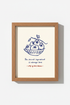 kitchen wall art | Blue tomato bowl sketch on cream | Cozy home decor