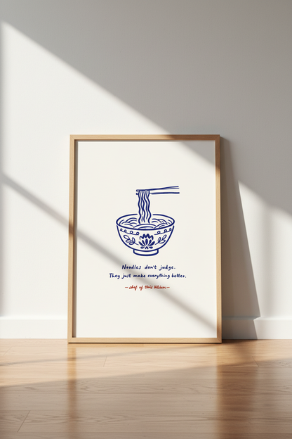 kitchen wall art | Blue tomato bowl sketch on cream | Cozy home decor