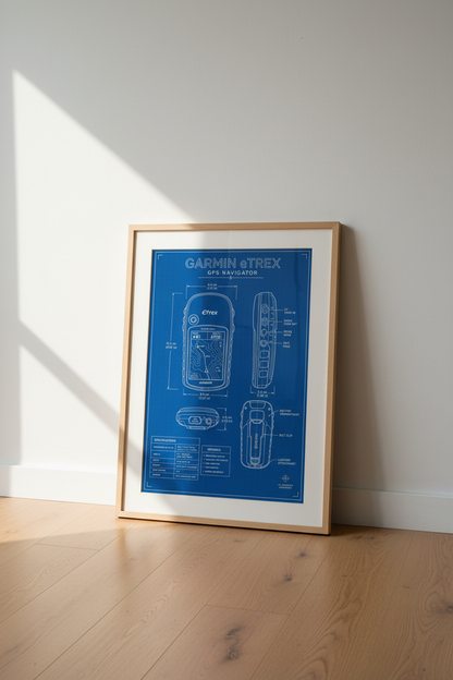 Garmin eTrex GPS Blueprint Wall Art | Office Decor | Technical Schematic Poster