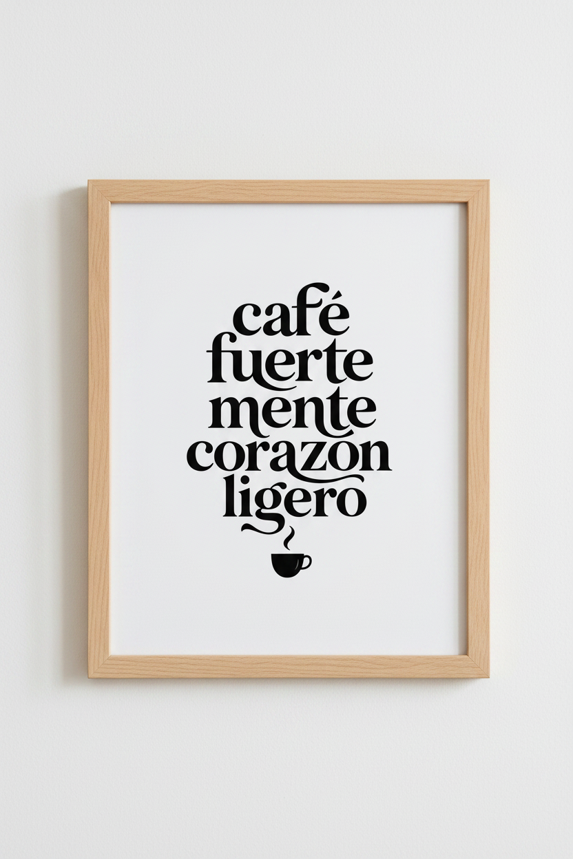 Cafe Fuerte Spanish Typography Wall Art | Kitchen Decor | Minimalist Poster
