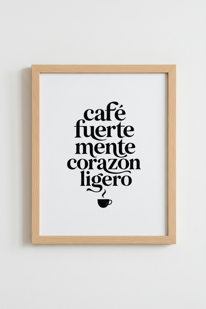 Cafe Fuerte Spanish Typography Wall Art | Kitchen Decor | Minimalist Poster