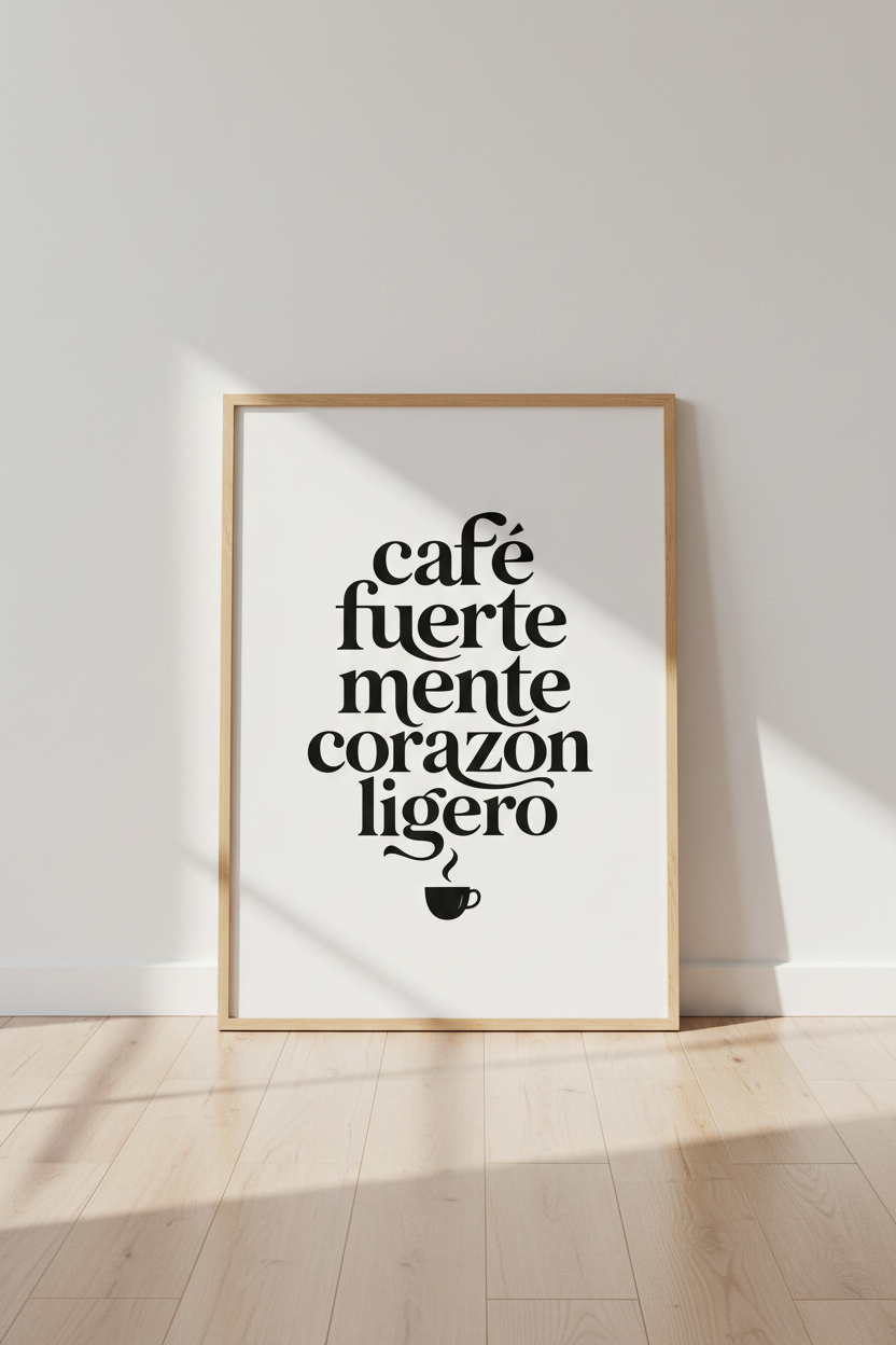 Cafe Fuerte Spanish Typography Wall Art | Kitchen Decor | Minimalist Poster