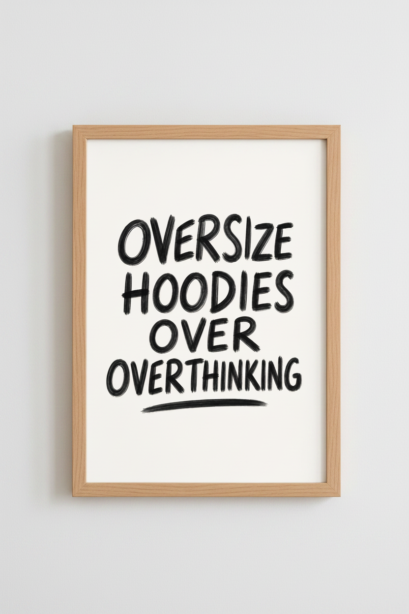 Oversize Hoodies Quote Wall Art Print | Bedroom Decor | Minimalist Poster