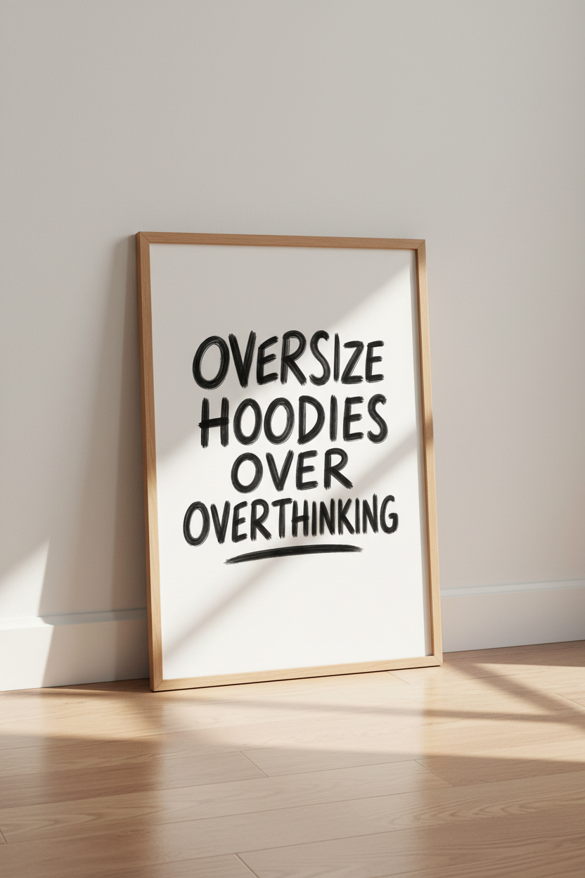 Oversize Hoodies Quote Wall Art Print | Bedroom Decor | Minimalist Poster