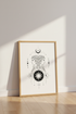 Gemini Zodiac Wall Art | Celestial Moon Line Art Print, Aesthetic Bedroom Decor