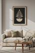 Minimalist Botanical Leaf Art | Black and Beige Japandi Print, Modern Living Room Poster
