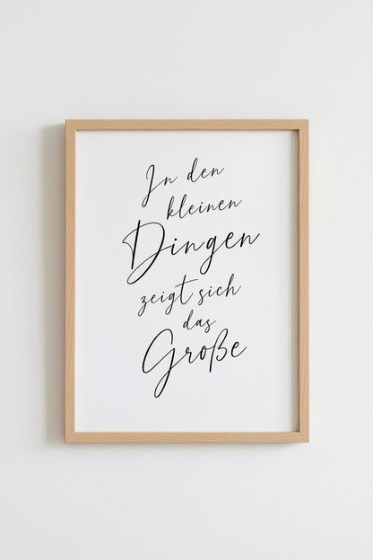German Quote Wall Art | Minimalist Black &amp; White Script Poster | Living Room Decor