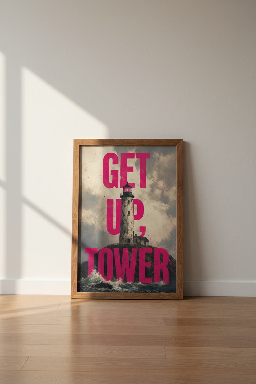 Lighthouse Quote | Neon Pink Typography, Modern Office Wall Art Print