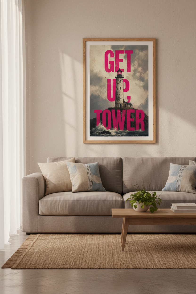 Lighthouse Quote | Neon Pink Typography, Modern Office Wall Art Print