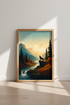 Howling Wolf Mountain Wall Art | Nature Forest Landscape, Cabin Decor Poster