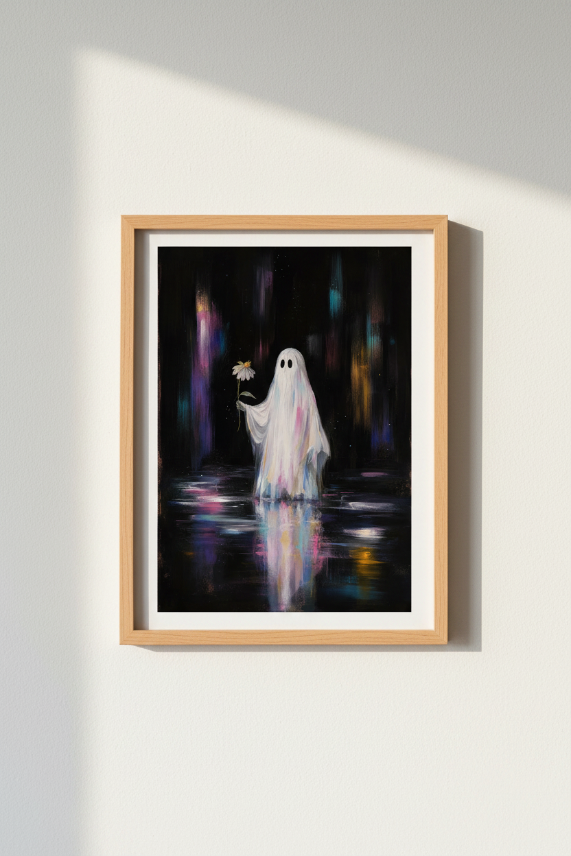 Ghost Painting Print | Whimsical Spooky Wall Art, Dark Academia Decor