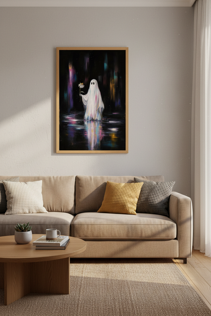 Ghost Painting Print | Whimsical Spooky Wall Art, Dark Academia Decor