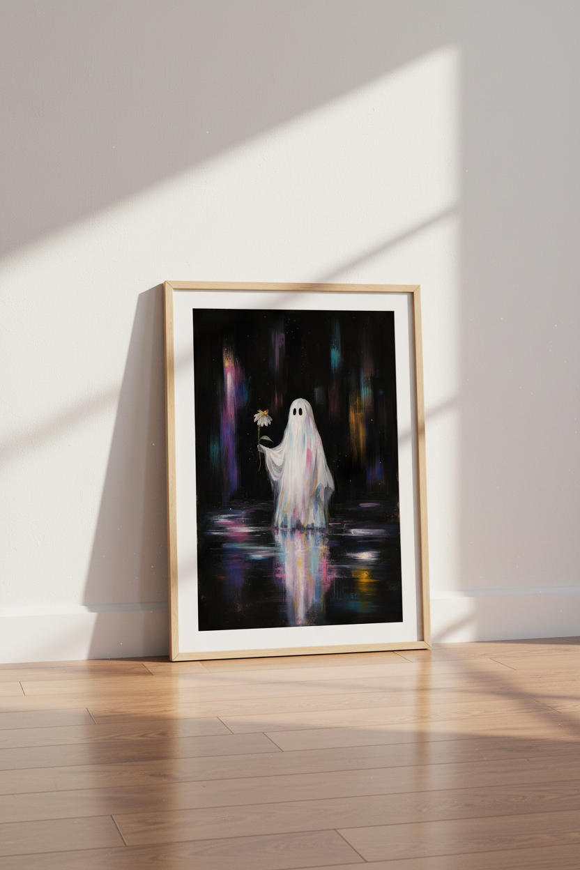 Ghost Painting Print | Whimsical Spooky Wall Art, Dark Academia Decor