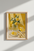 Lemon Still Life Art Print | Yellow Citrus Kitchen Decor | Mediterranean Poster