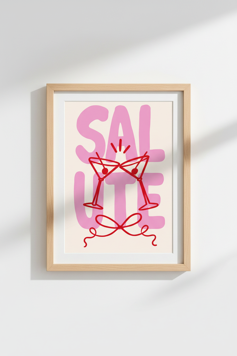 Red Martini Wall Art Print | Trendy Bar Cart Decor | Modern Retro Poster