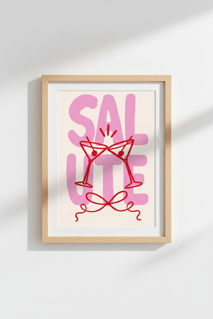 Red Martini Wall Art Print | Trendy Bar Cart Decor | Modern Retro Poster