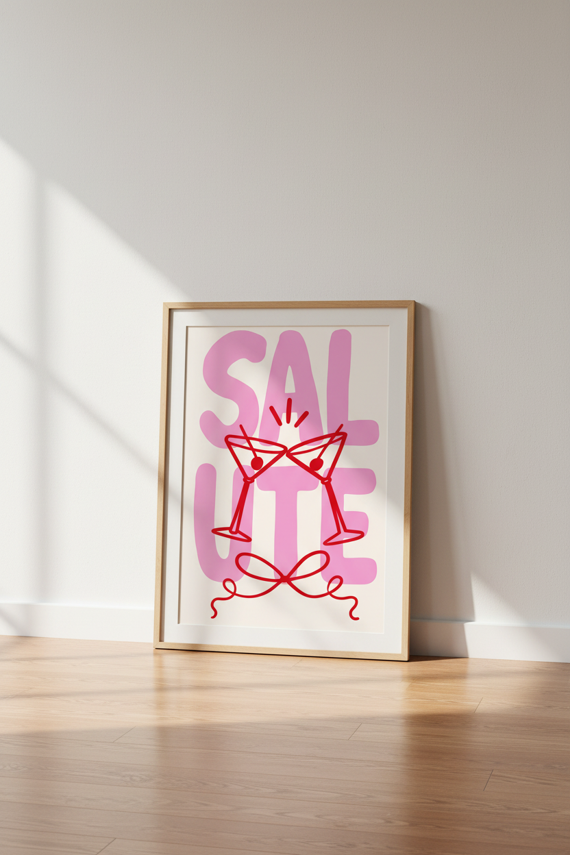 Red Martini Wall Art Print | Trendy Bar Cart Decor | Modern Retro Poster