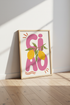 Ciao Lemon Wall Art Print | Pink Italian Kitchen Decor | Mediterranean Poster