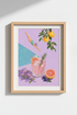 Summer Cocktail Art Print | Retro Poolside Decor, Lilac Pastel Aesthetic Poster