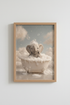 Baby Elephant in Bathtub Wall Art | Cute Nursery Decor | Whimsical Poster