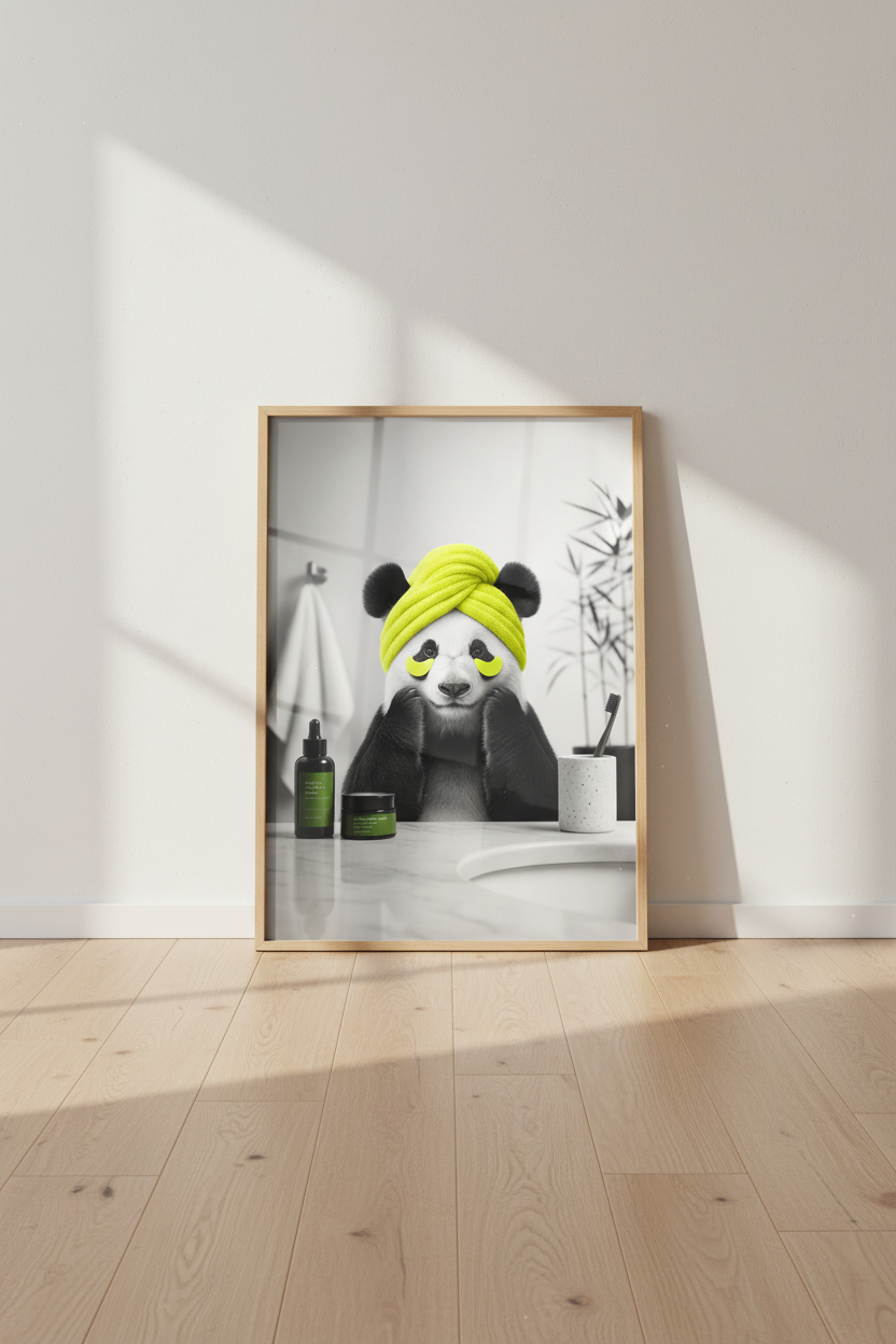 Panda Skincare Spa Wall Art | Bathroom Decor | Funny Animal Poster